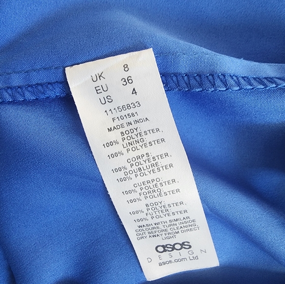 ASOS Design Mini Smock Dress in Blue Floral Size 4 - Picture 9 of 9